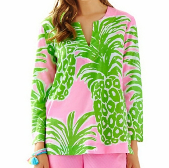 Lilly Pulitzer Amelia Island Tunic Pink Green size S - Picture 1 of 7